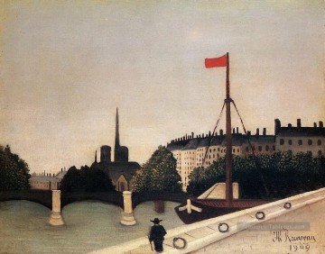  dame - Notre Dame vue de l’Ile Saint Louis du quai Henri IV 1909 Henri Rousseau post impressionnisme Naive primitivisme